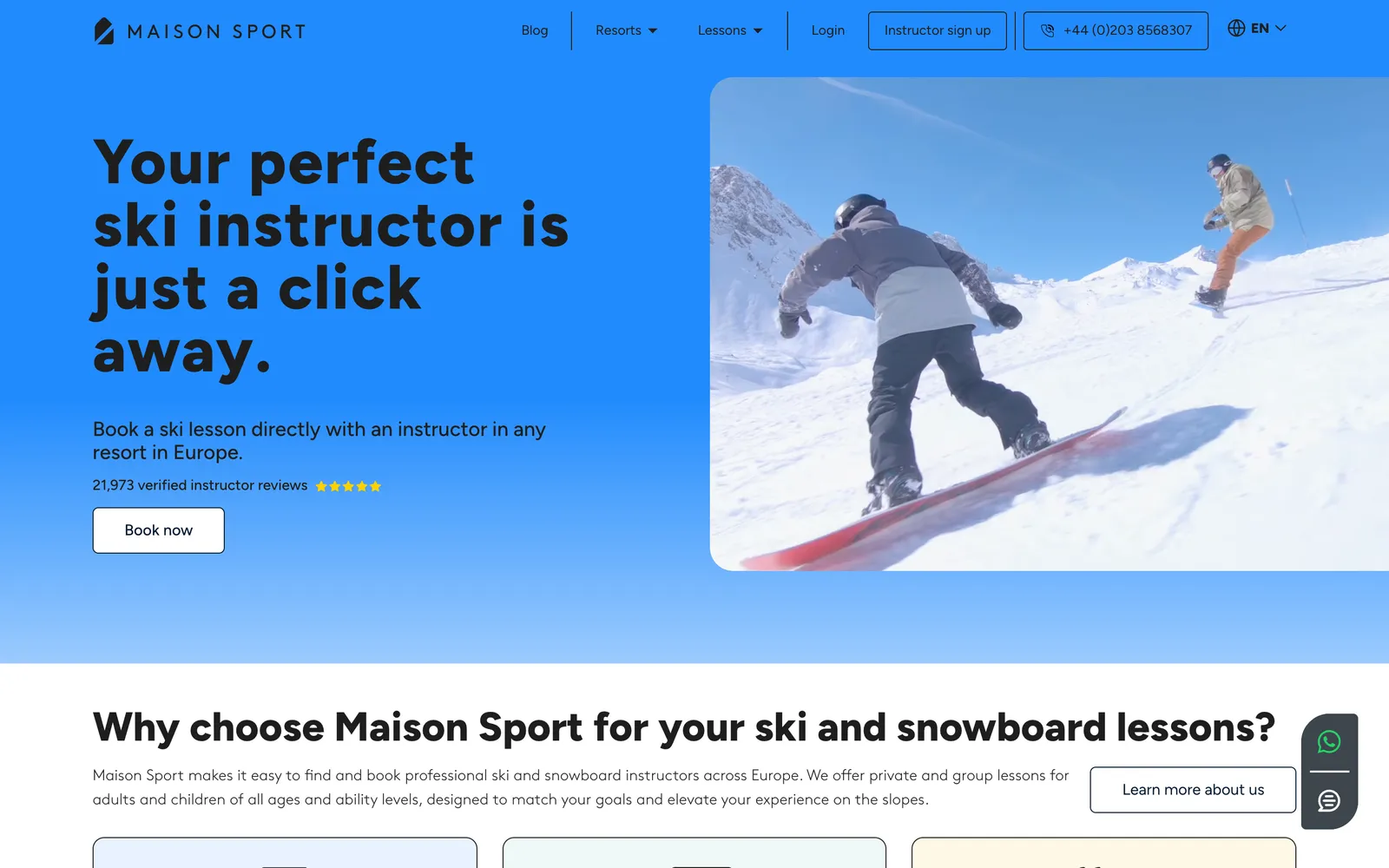 Maison Sport: начална страница на десктоп
